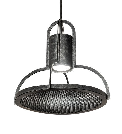 2nd Ave Lighting Butler Weave-Tex 20" Wide Pendant in Solar Black Mesh and Smoke Finish