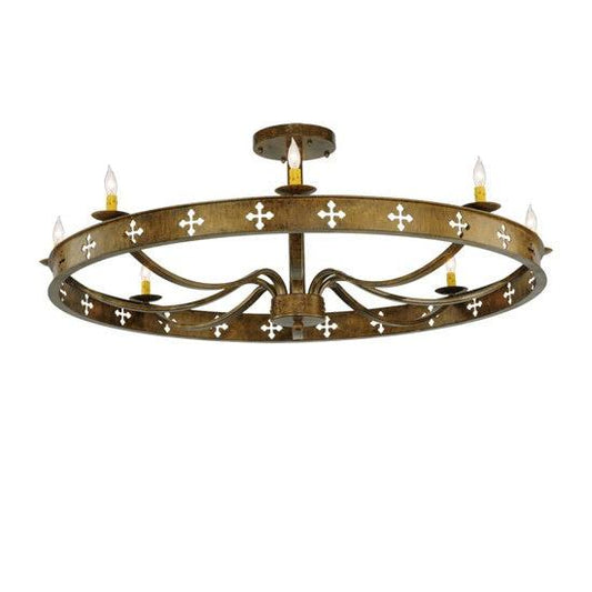 2nd Ave Lighting Byzantine 48" Wide 8 Light Semi-Flushmount in Brushed Gold