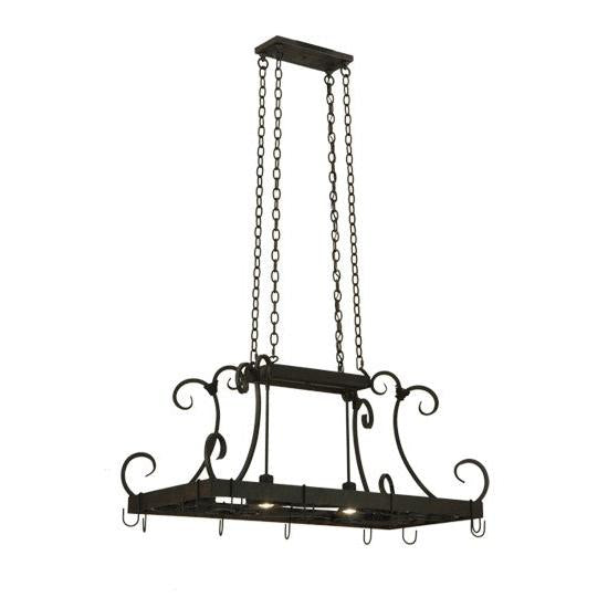2nd Ave Lighting Caiden 43" Long 2 Light Pot Rack Ceiling Fixture in Chestnut Finish