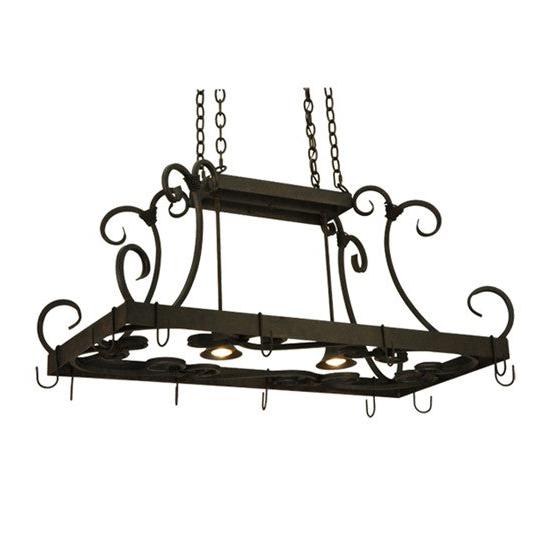 2nd Ave Lighting Caiden 43" Long 2 Light Pot Rack Ceiling Fixture in Chestnut Finish
