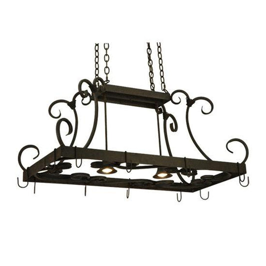 2nd Ave Lighting Caiden 43" Long 2 Light Pot Rack Ceiling Fixture in Chestnut Finish