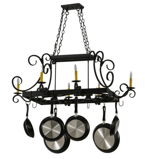 2nd Ave Lighting Caiden 50" Long 6 Light Pot Rack in Blackwash Finish