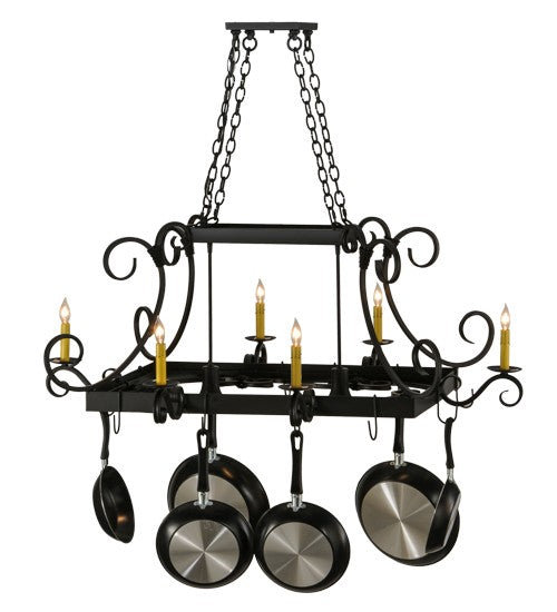 2nd Ave Lighting Caiden 50" Long 6 Light Pot Rack in Blackwash Finish