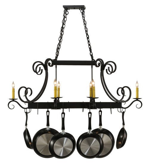 2nd Ave Lighting Caiden 50" Long 6 Light Pot Rack in Blackwash Finish
