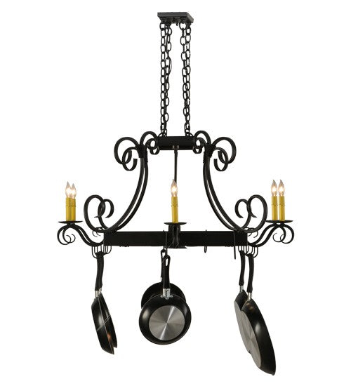 2nd Ave Lighting Caiden 50" Long 6 Light Pot Rack in Blackwash Finish