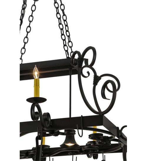2nd Ave Lighting Caiden 50" Long 6 Light Pot Rack in Blackwash Finish