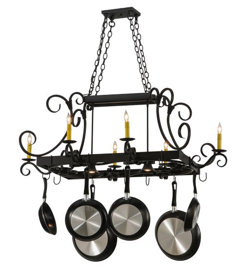 2nd Ave Lighting Caiden 50" Long 6 Light Pot Rack in Blackwash Finish