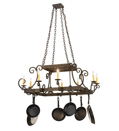 2nd Ave Lighting Caiden 56" Wide 10 Light Pot Rack in Golden Bronze Finish