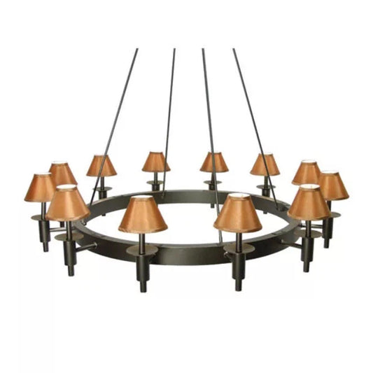 2nd Ave Lighting Calais 60" 12-Light Copper Colored Textrene Shades French Bronze Chandelier
