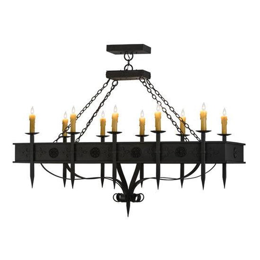 2nd Ave Lighting Calandra 66" Long 10 LT Oblong Chandelier in Wrought Iron Finish