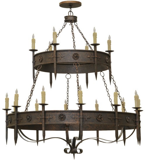 2nd Ave Lighting Calandra 69" Wide Two Tier 18 LT Chandelier in Gilded Tobacco Finish
