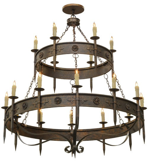 2nd Ave Lighting Calandra 69" Wide Two Tier 18 LT Chandelier in Gilded Tobacco Finish