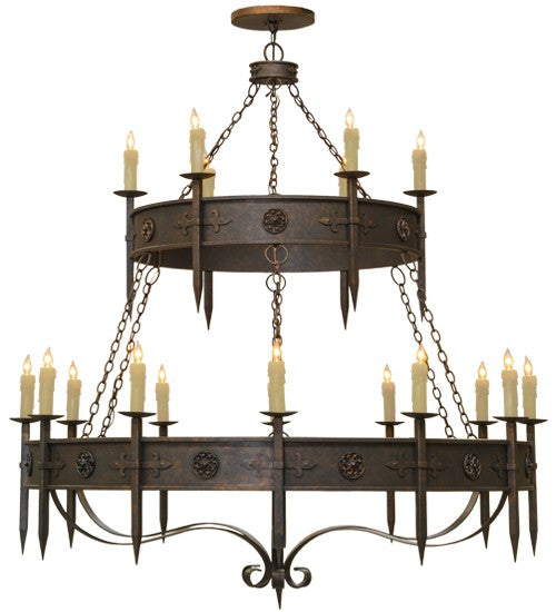 2nd Ave Lighting Calandra 69" Wide Two Tier 18 LT Chandelier in Gilded Tobacco Finish