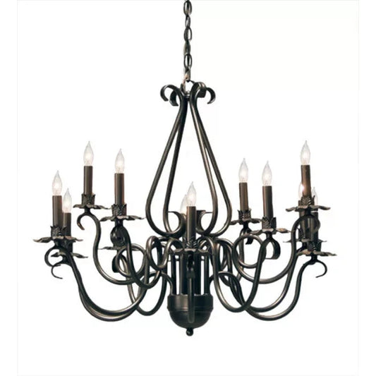 2nd Ave Lighting Caleb 30" 12-Light Gilded Tobacco Metal Chandelier