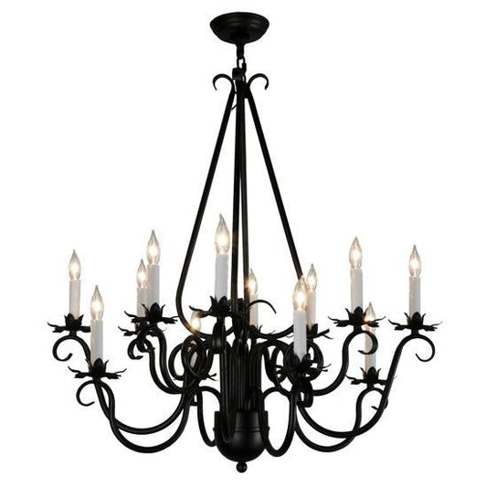 2nd Ave Lighting Caleb 30" Wide 12 LT Chandelier in Satin Black Finish