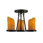 2nd Ave Lighting Caparthian 14" Wide 3-Light Honey Amber Faux Candle Lights Wrought Iron Semi-Flushmount Lighting