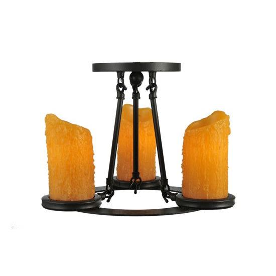 2nd Ave Lighting Caparthian 14" Wide 3-Light Honey Amber Faux Candle Lights Wrought Iron Semi-Flushmount Lighting