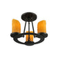 2nd Ave Lighting Caparthian 14" Wide 3-Light Honey Amber Faux Candle Lights Wrought Iron Semi-Flushmount Lighting