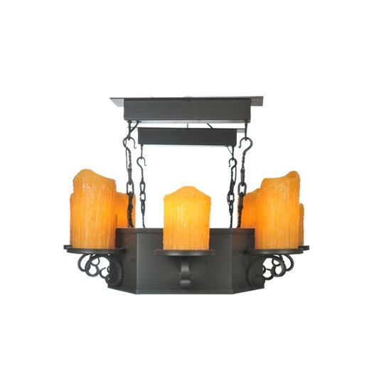 2nd Ave Lighting Caparthian 48" 10-Light Honey Amber Wrought Iron Oblong Chandelier