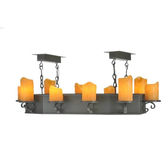 2nd Ave Lighting Caparthian 48" 10-Light Honey Amber Wrought Iron Oblong Chandelier