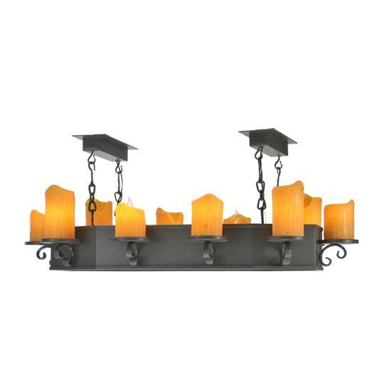2nd Ave Lighting Caparthian 48" 10-Light Honey Amber Wrought Iron Oblong Chandelier