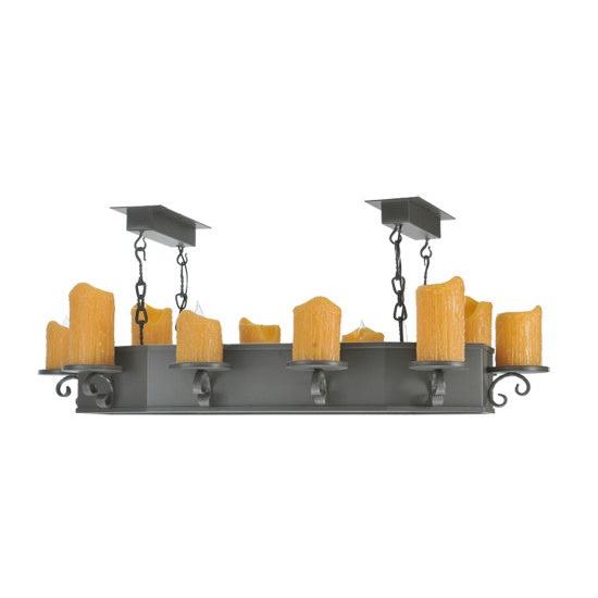 2nd Ave Lighting Caparthian 48" 10-Light Honey Amber Wrought Iron Oblong Chandelier