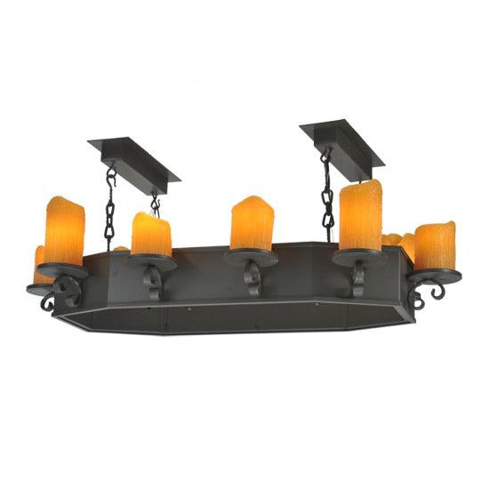 2nd Ave Lighting Caparthian 48" 10-Light Honey Amber Wrought Iron Oblong Chandelier