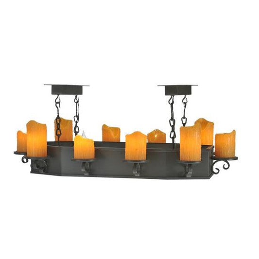 2nd Ave Lighting Caparthian 48" 10-Light Honey Amber Wrought Iron Oblong Chandelier