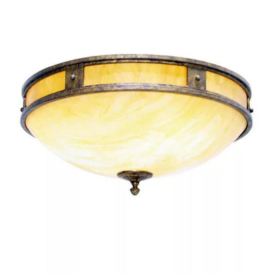2nd Ave Lighting Capella 24" 2-Light E26 Base Botticino Idalight Diffuser French Bronze Flushmount Lighting