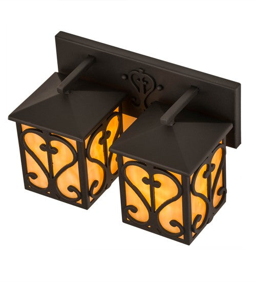 2nd Ave Lighting Caprice 14" Wide 2 Light Vanity Light in Wrought Iron Finish