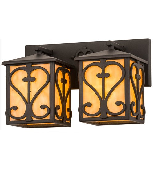 2nd Ave Lighting Caprice 14" Wide 2 Light Vanity Light in Wrought Iron Finish