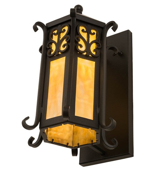 2nd Ave Lighting Caprice 9" Lantern Wall Sconce in Textured Black Finish
