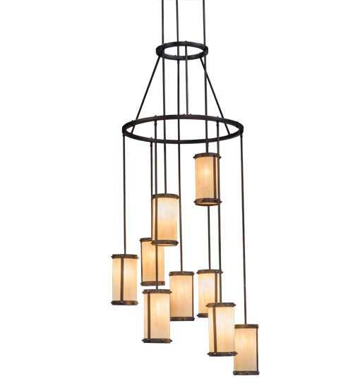 2nd Ave Lighting Cartier 35" Wide 9 LT Cascading Chandelier in Mahogany Bronze