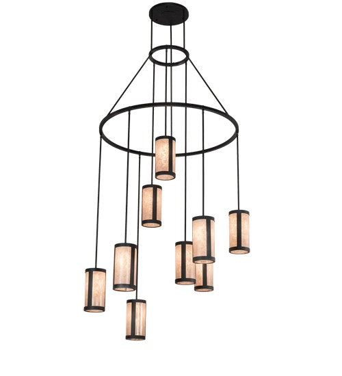 2nd Ave Lighting Cartier 48" Wide 9 Light Chandelier in Black Wicker Finish