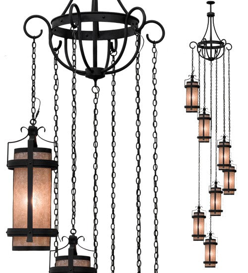 2nd Ave Lighting Castellon 45" Wide 7 Light Cascading Pendant in Costello Black