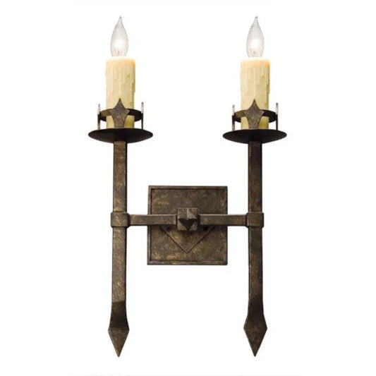 2nd Ave Lighting Castilla 15" 2-Ivory Faux Candlelight Gilded Tobacco Wall Sconce