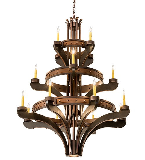 2nd Ave Lighting Castilla 48" Wide Three Tier 16 Light Chandelier in Mahogany Bronze Finish
