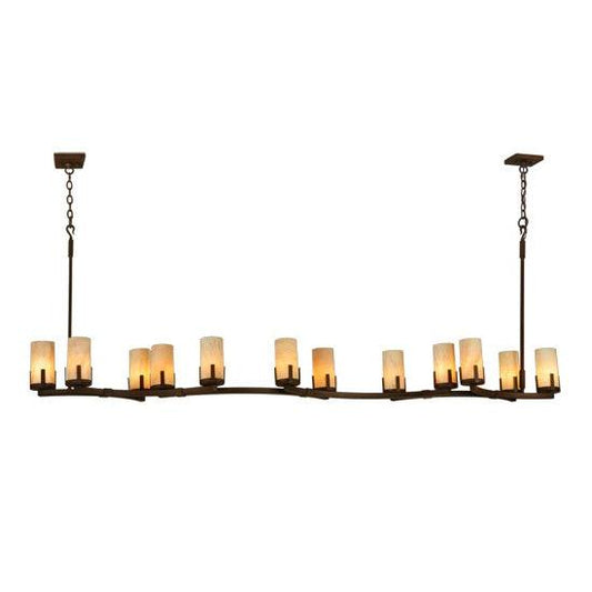 2nd Ave Lighting Cero 96" Long 12 Light Oblong Chandelier in Rustic Iron Finish