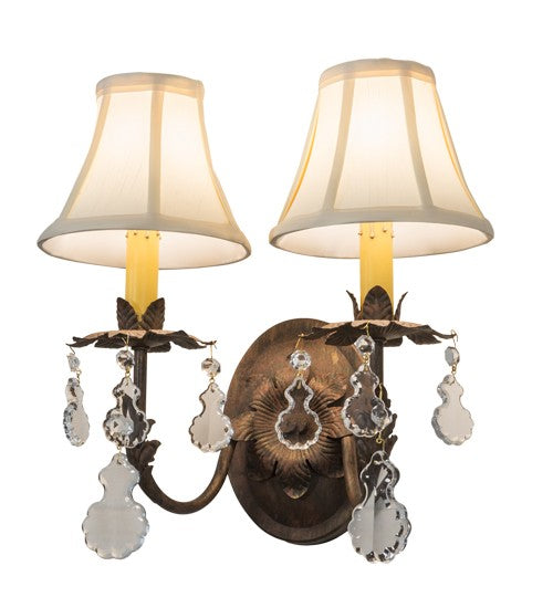 2nd Ave Lighting Chantilly 14" Wide 2 Light Wall Sconce With Cortez Gold Finish