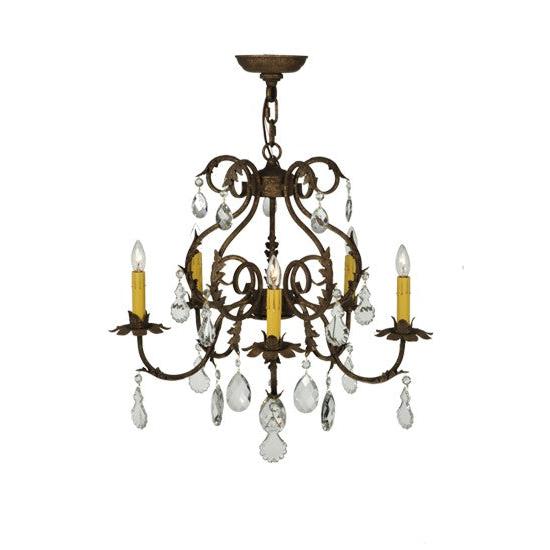 2nd Ave Lighting Chantilly 24" Wide 5 LT Chandelier in Pompeii Gold