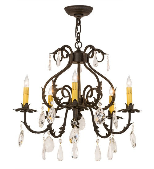 2nd Ave Lighting Chantilly 24" Wide 5 Light Chandelier in Chestnut Finish