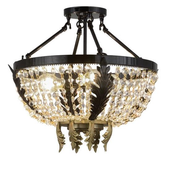2nd Ave Lighting Chrisanne 16" Wide Crystal Flushmount in Mirror Black Finish