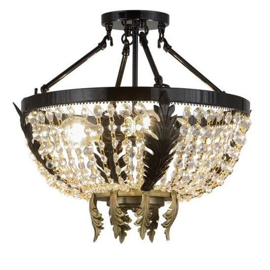 2nd Ave Lighting Chrisanne 16" Wide Crystal Flushmount in Mirror Black Finish