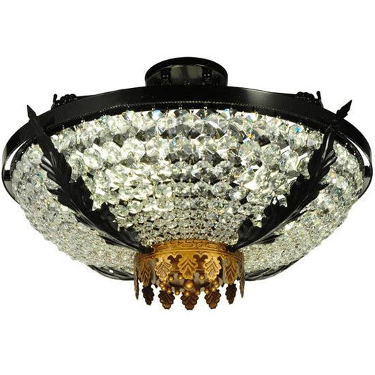 2nd Ave Lighting Chrisanne 24" Wide Crystal Flushmount in Glossy Black Finish