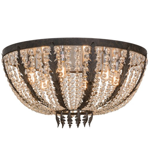 2nd Ave Lighting Chrisanne 32" Crystal Flushmount in Chestnut Finish