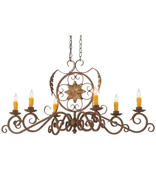 2nd Ave Lighting Christabel 48” Long 6 LT Oblong Chandelier in Antique Rust With Old Brass Accents