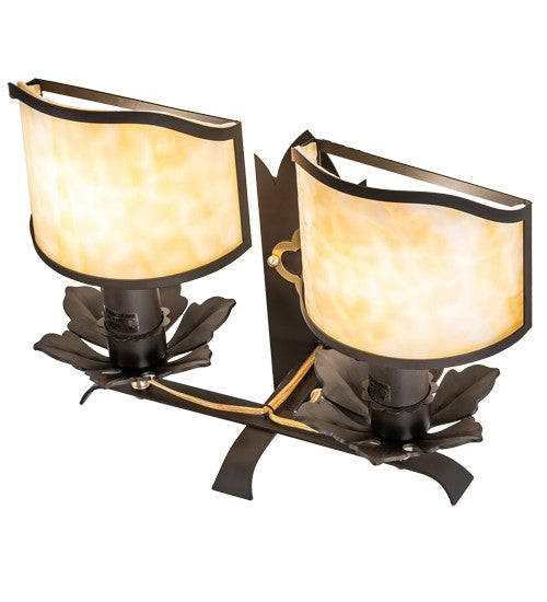2nd Ave Lighting Church 14" Wide 2 Light Wall Sconce in Oil Rubbed Bronze With Gold Accents
