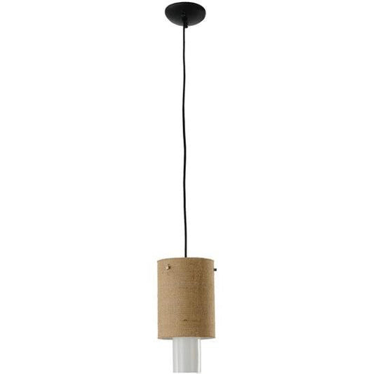2nd Ave Lighting Ciindro 6.5" Burlap 2 Tier Mini Pendant With Textured Black Finish