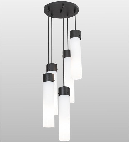 2nd Ave Lighting Cilindro 16" Wide Cascading Pendant in Solar Black Finish