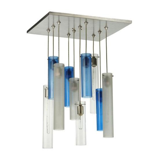 2nd Ave Lighting Cilindro 17" 10 LT Cascading Pendant in Nickel Finish